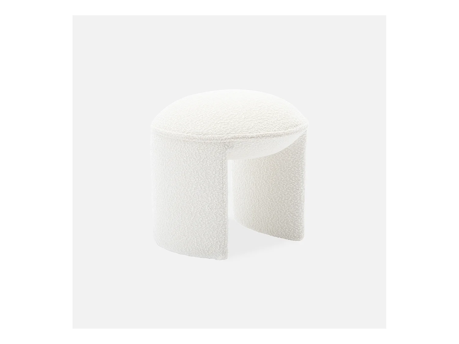 Tabouret. pouf bouclette texturée blanche L 44 x P 44 x H 42cm -SHAWN