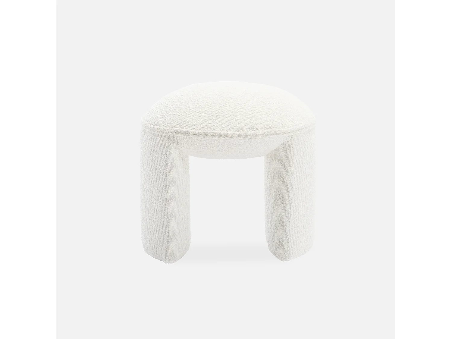 Taburete puff de rizo texturizado blanco