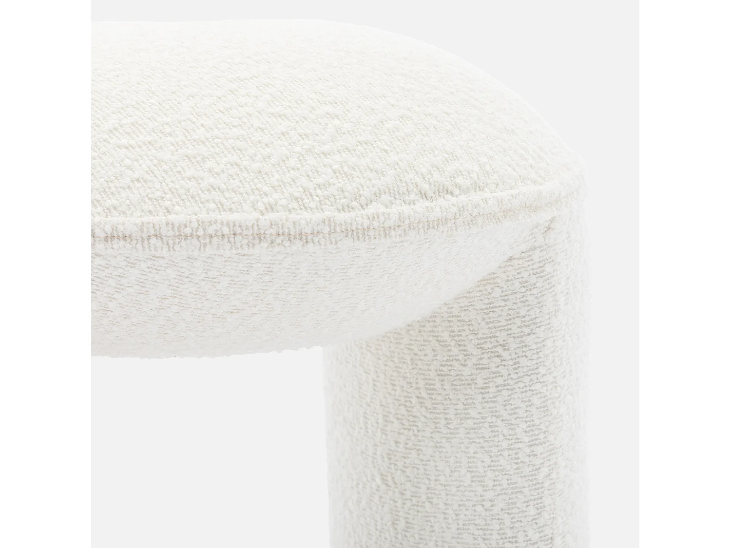 Taburete puff de rizo texturizado blanco