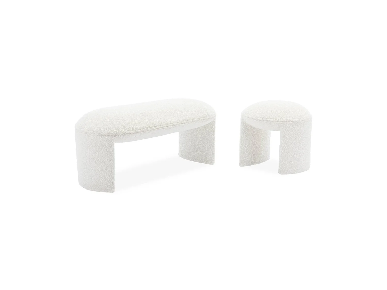 Taburete de rizo texturizado blanco