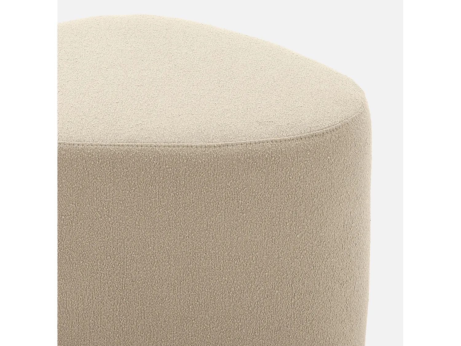 tabouret. pouf en forme de galet en tissu beige. TAO L 60 x P 44 x H 40cm