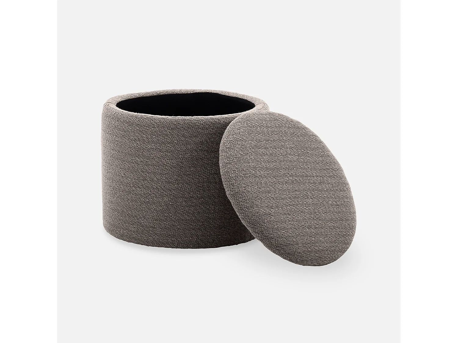 Pouf in tessuto con contenitore, beige