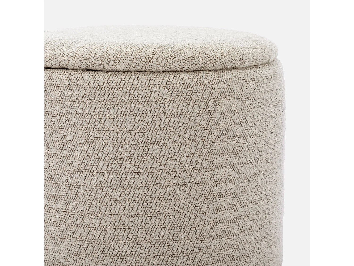 Puff de tela con almacenaje blanco