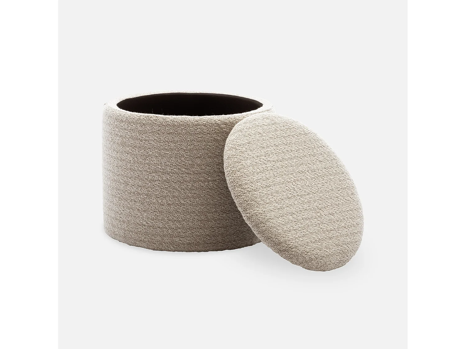 Puff de tela con almacenaje blanco