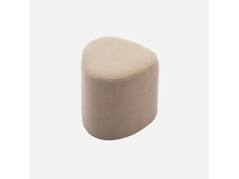 Taburete y puff de tela con forma de guijarro gris beige