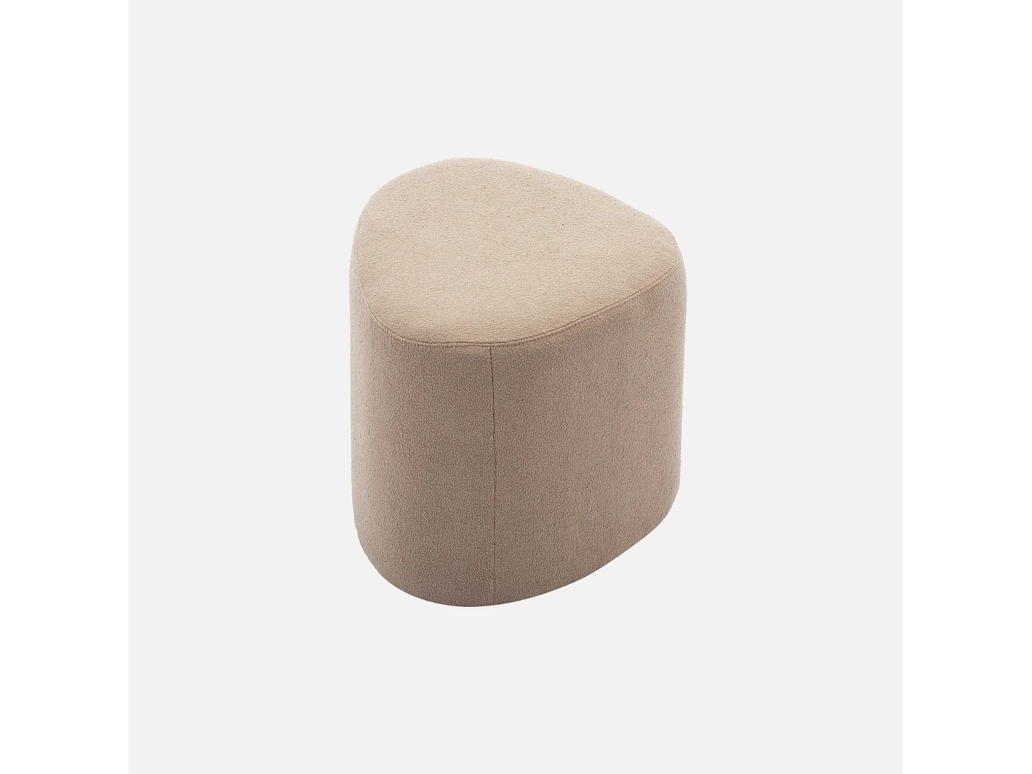 tabouret. pouf en forme de galet en tissu greige. TAO L 60 x P 44 x H 40cm