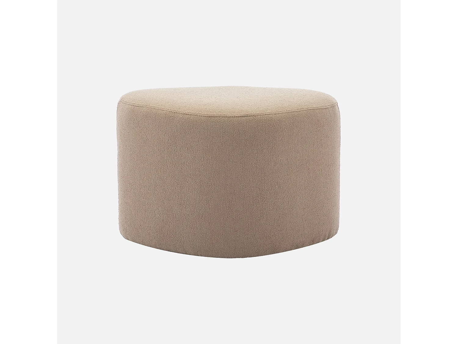 tabouret. pouf en forme de galet en tissu greige. TAO L 60 x P 44 x H 40cm