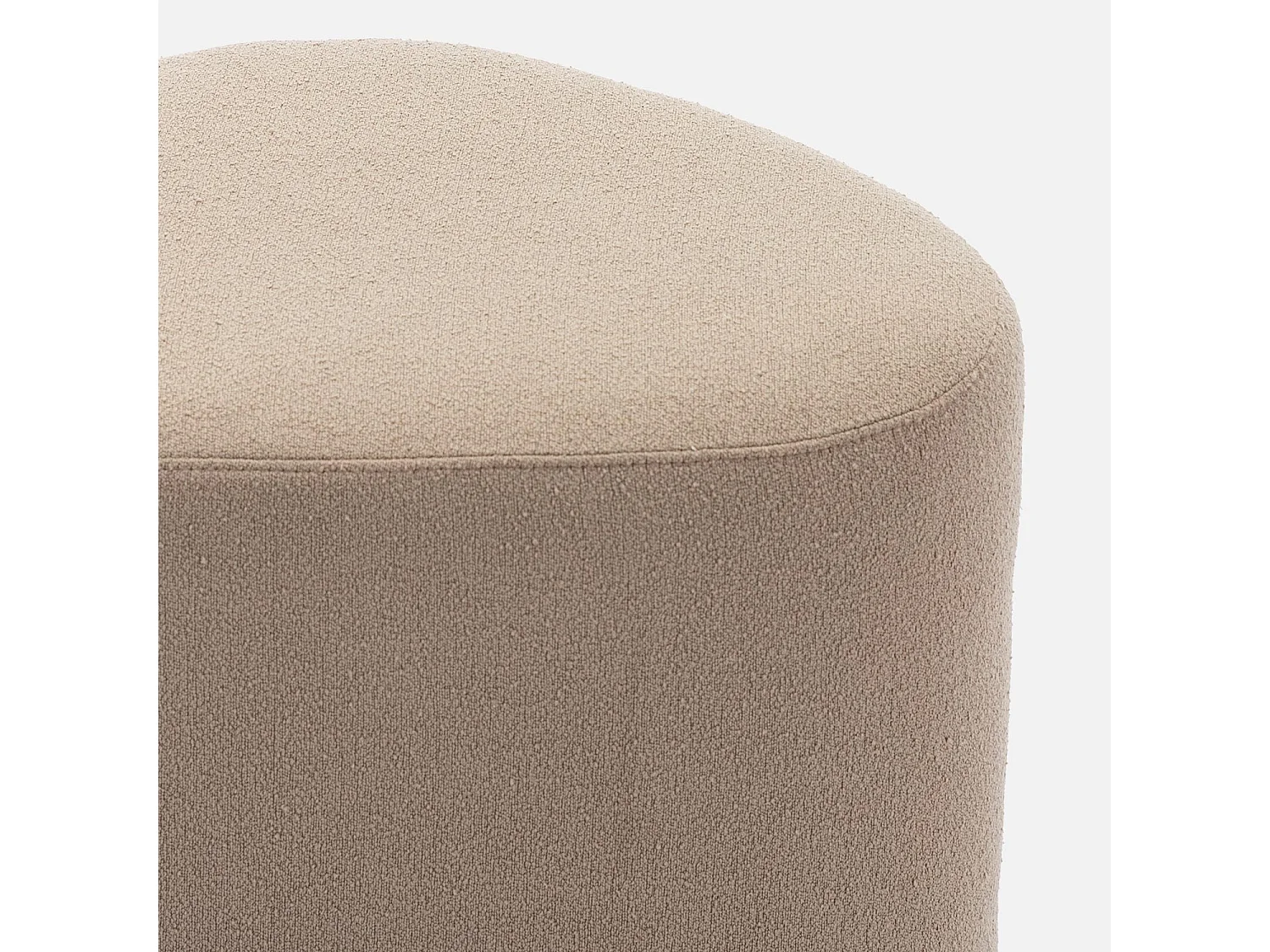 tabouret. pouf en forme de galet en tissu greige. TAO L 60 x P 44 x H 40cm