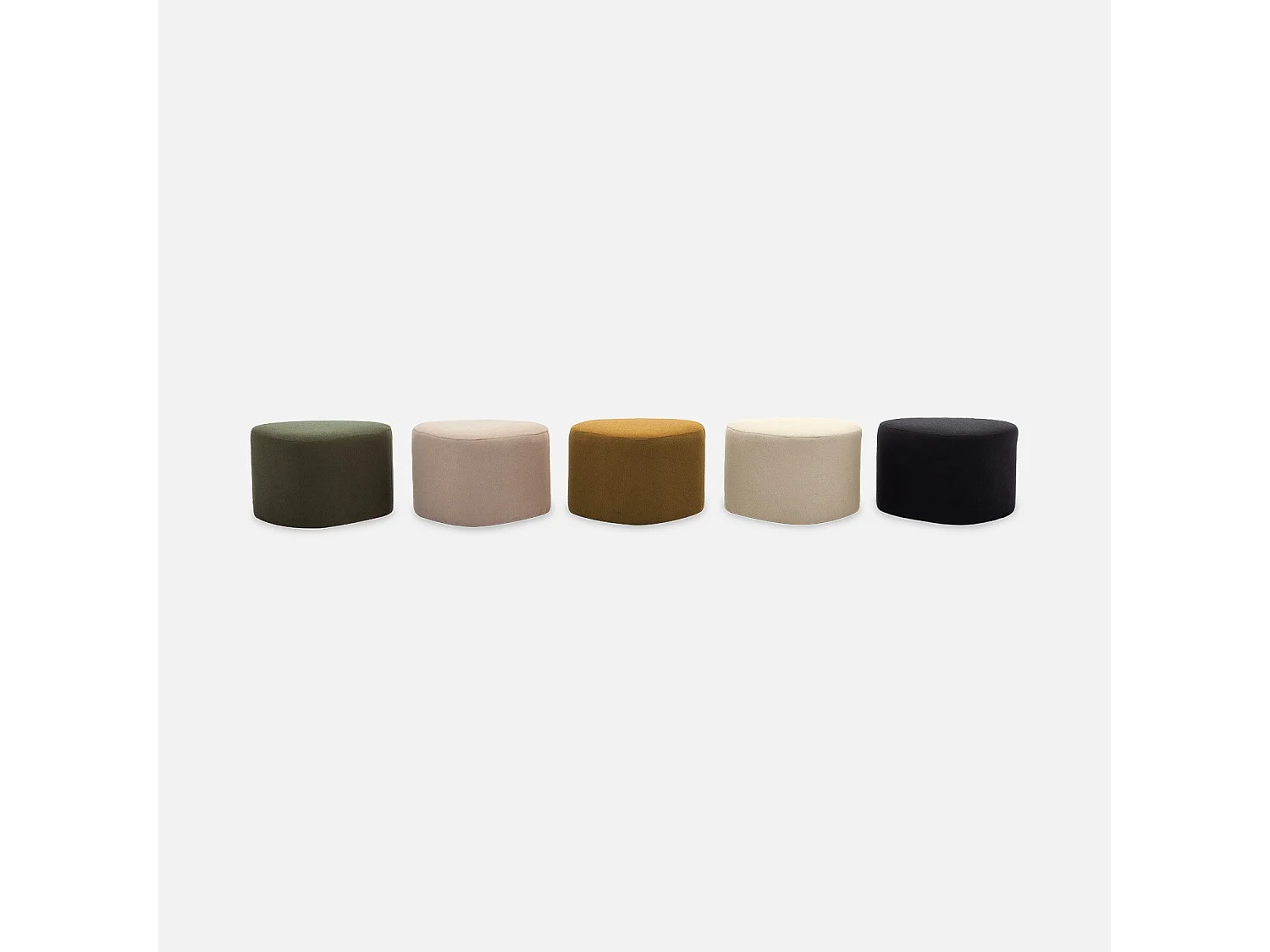 Puff de tela con forma de guijarro gris beige