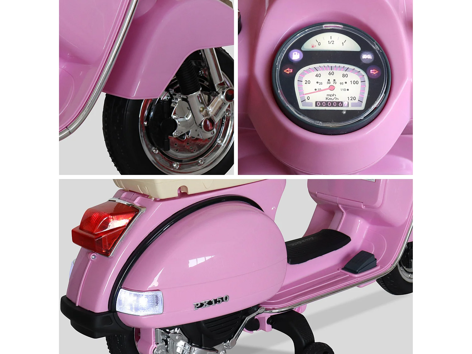 Scooter elettrico vespa 12v per bambini, 1 posto, rosa
