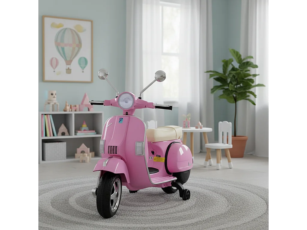 Vespa 12v scooter eléctrico para niños, 1 plaza rosa