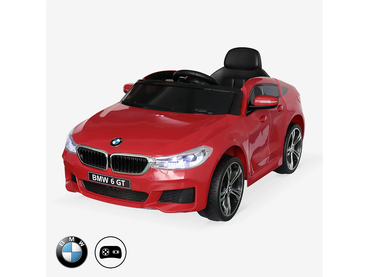 BMW Série 6 GT rouge. voiture électrique pour enfants 12V 4 Ah. 1 place. avec autoradio et télécommande