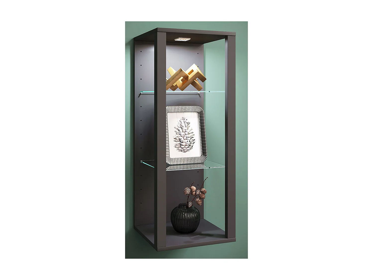Wall display cabinet Glasol Anthracite H. 90 x W. 35 x D. 35 cm