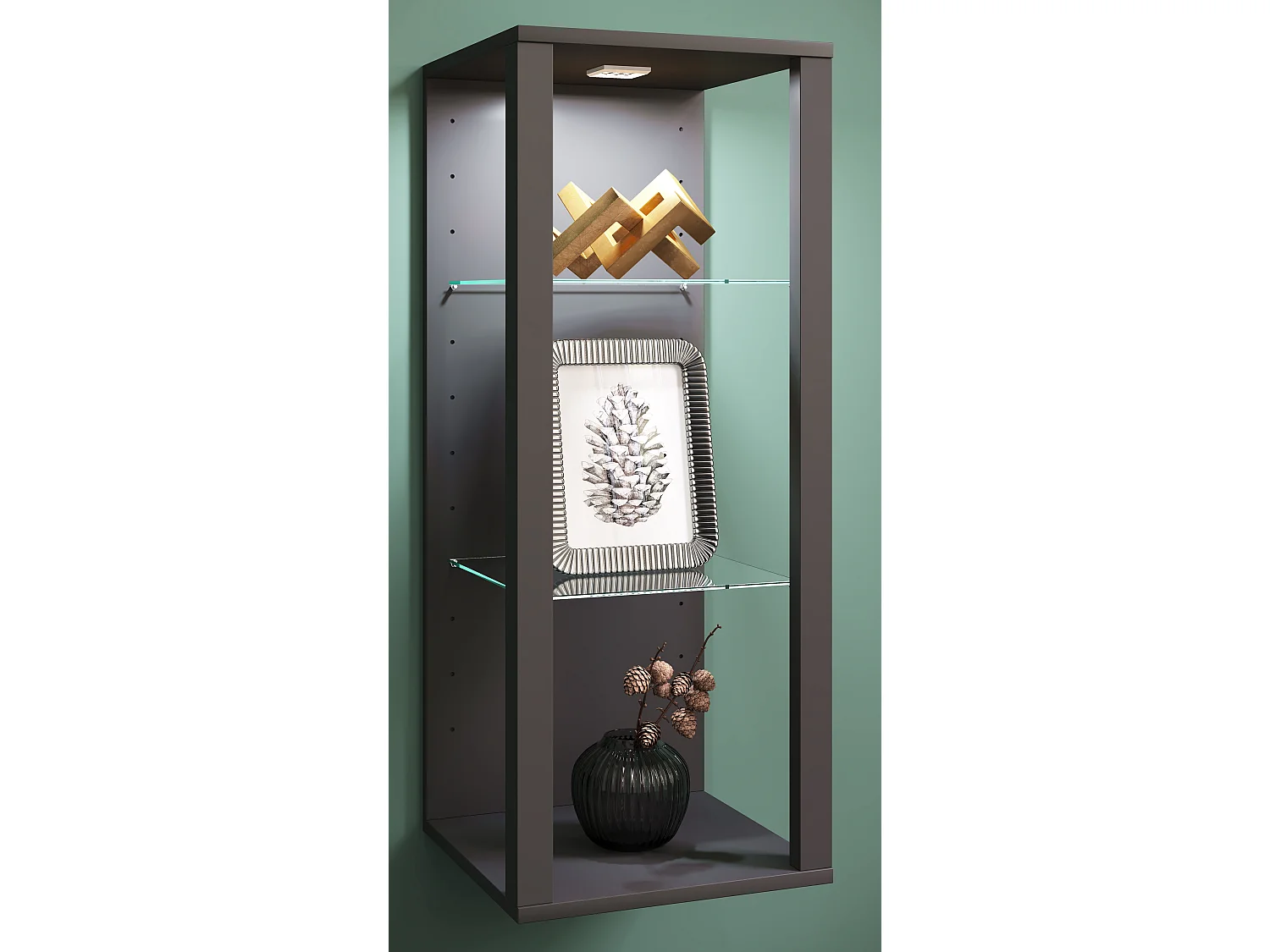 Wall display cabinet Glasol Anthracite H. 90 x W. 35 x D. 35 cm