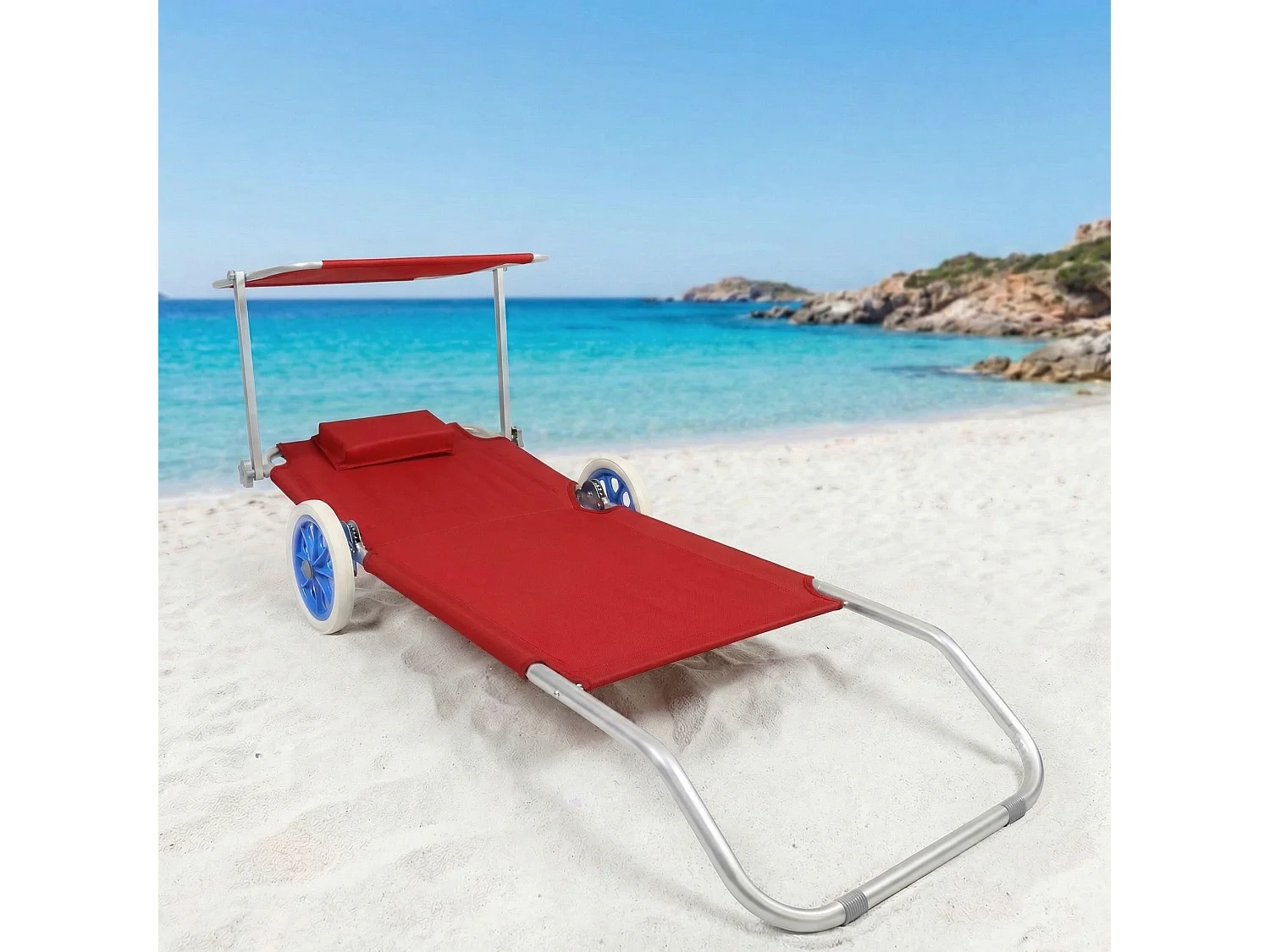 Sonnenliege Liegestuhl Gartenliege Rollen Dach