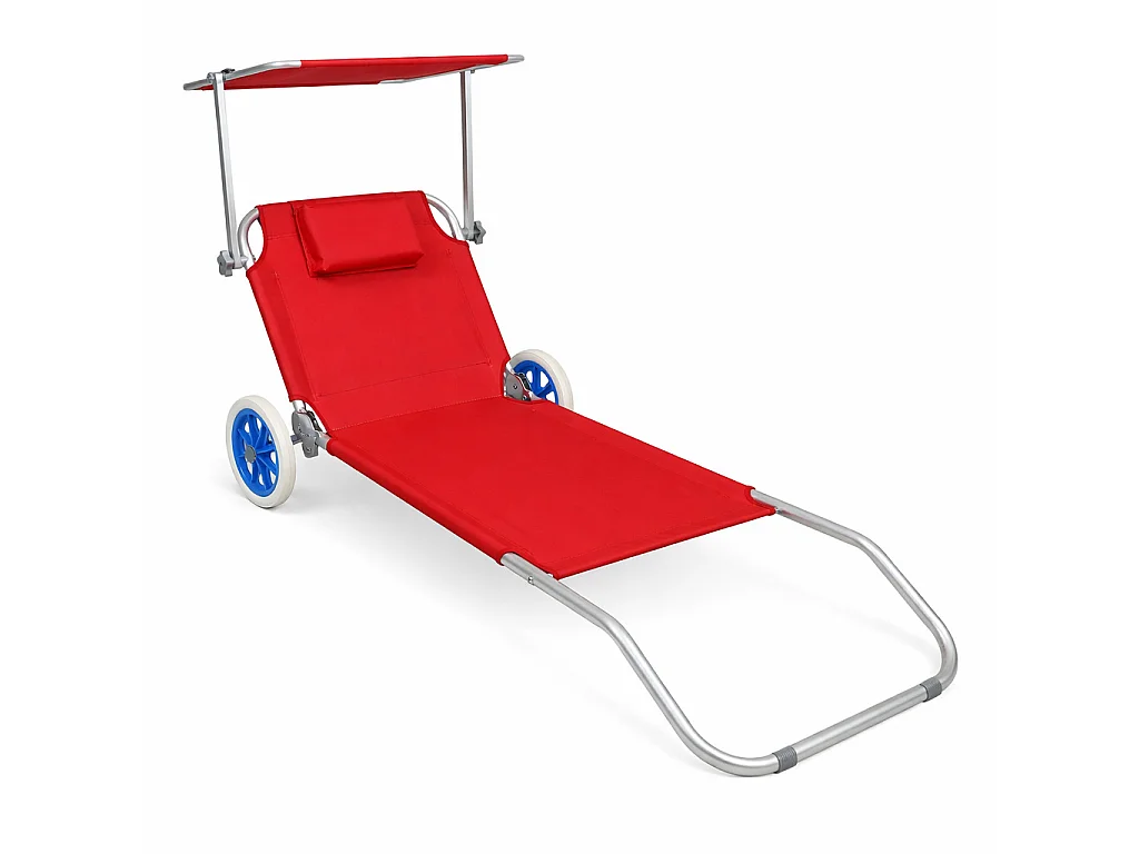 Sonnenliege Liegestuhl Gartenliege Rollen Dach
