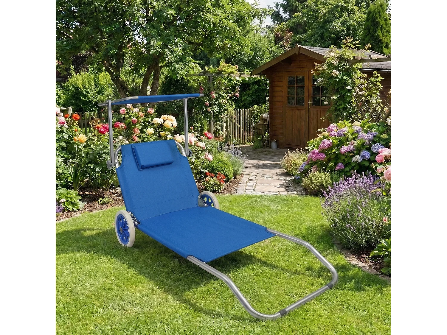 Sun lounger Dach Blue Ca. L. 165 x H. 16 x W. 65 cm