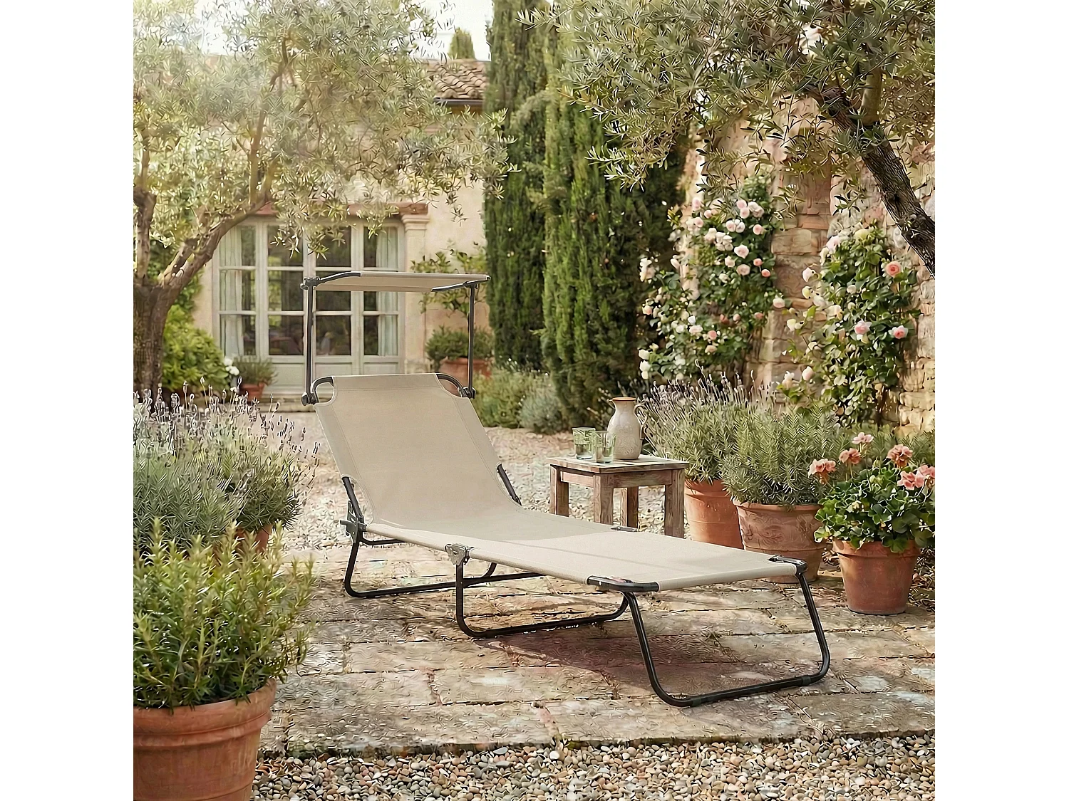 Sun lounger Dach Cream L. 185 x H. 24 x W. 55 cm