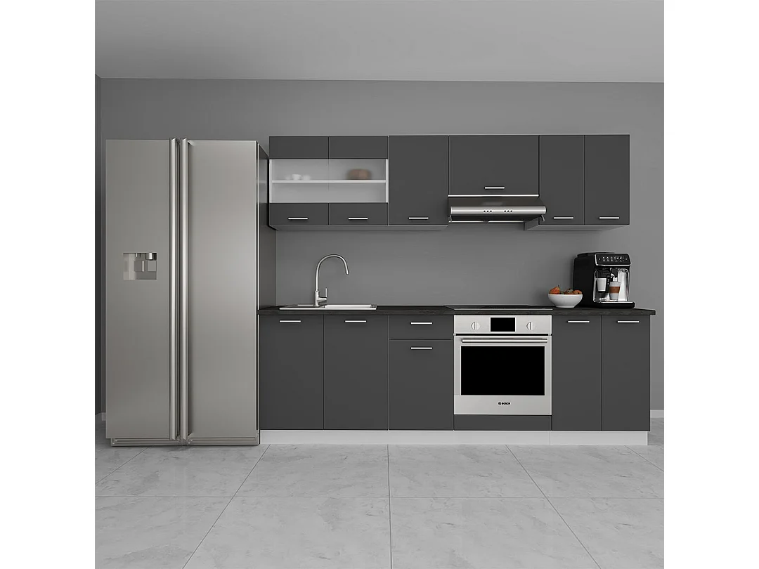 Kitchen furniture hanging cabinet Esilo White / Anthracite H. 60 x W. 30 x D. 31 cm