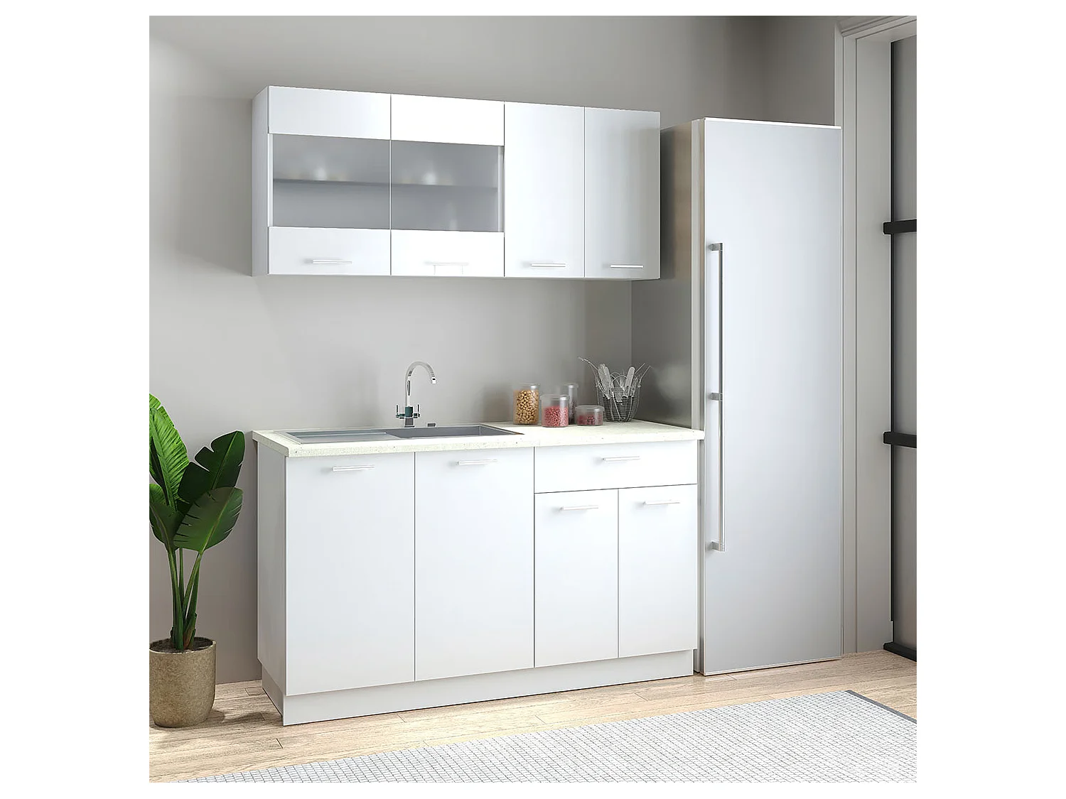 Kitchen furniture Furnishing cabinet & oven cabinet Esilo White H. 82 x W. 60 x D. 46 cm