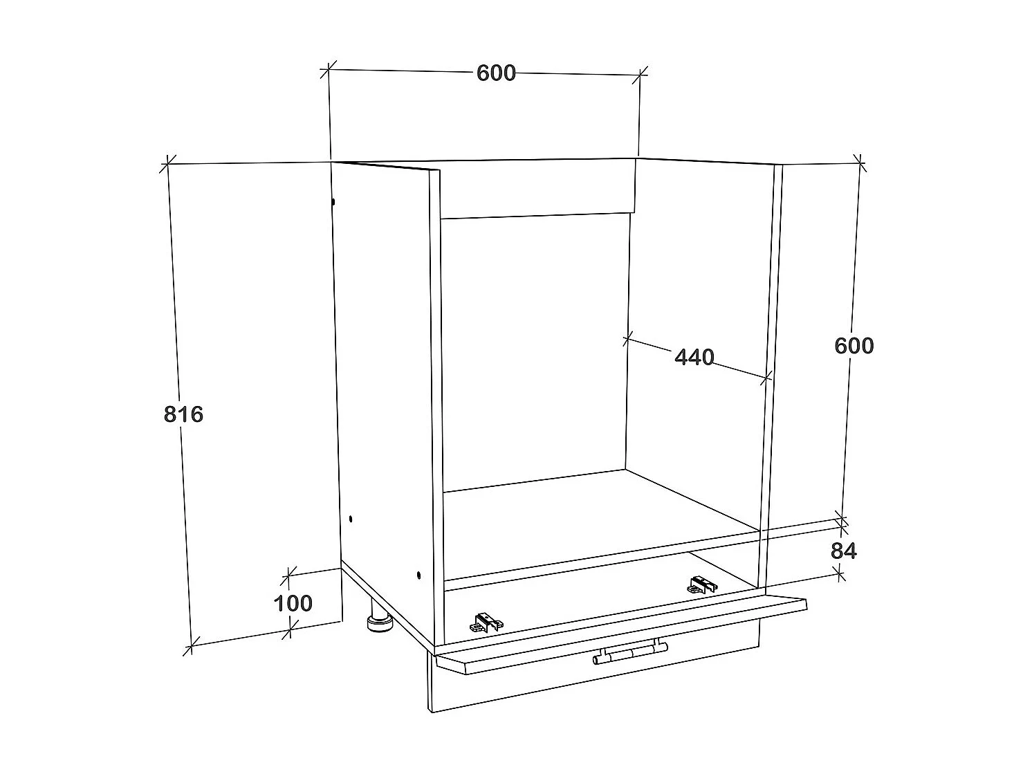 Kitchen furniture Furnishing cabinet & oven cabinet Esilo White H. 82 x W. 60 x D. 46 cm