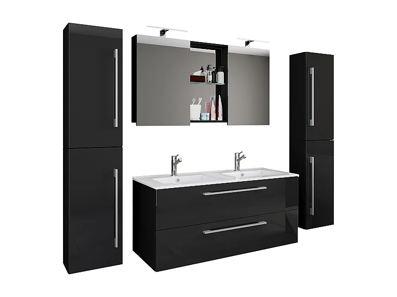 Bathroom furniture washbasin Budasi Black H. 150 x W. 178 x D. 46 cm