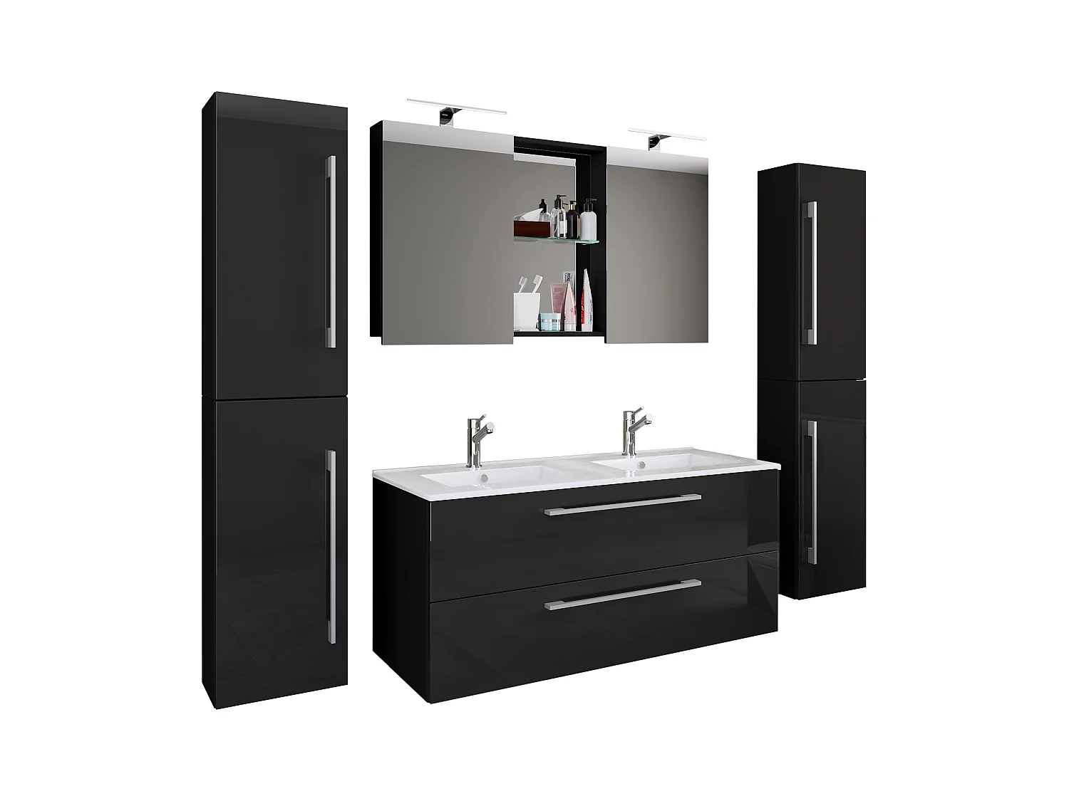 Bathroom furniture washbasin Budasi Black H. 150 x W. 178 x D. 46 cm