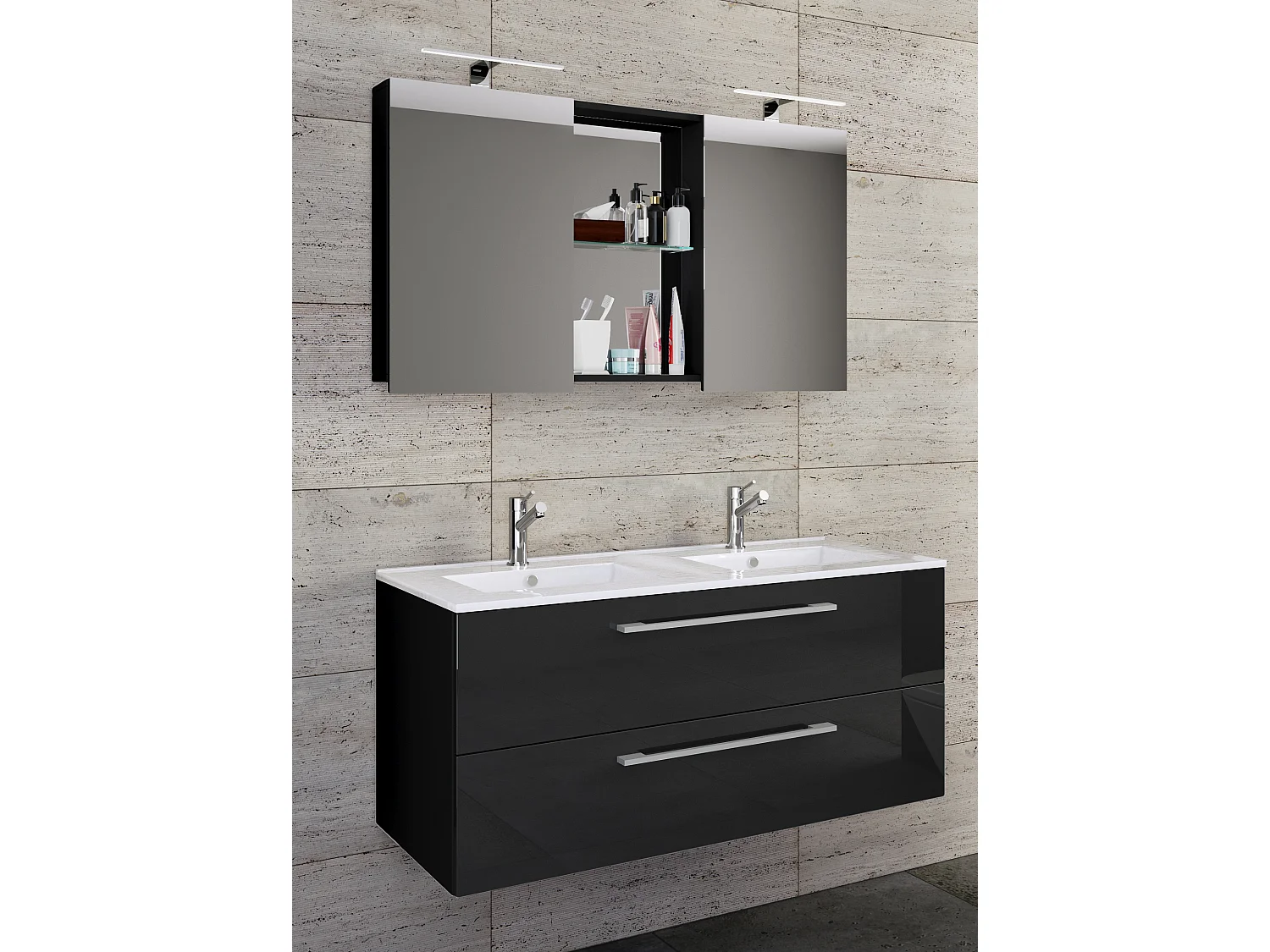 Bathroom furniture washbasin Budasi Black H. 127 x W. 112 x D. 46 cm