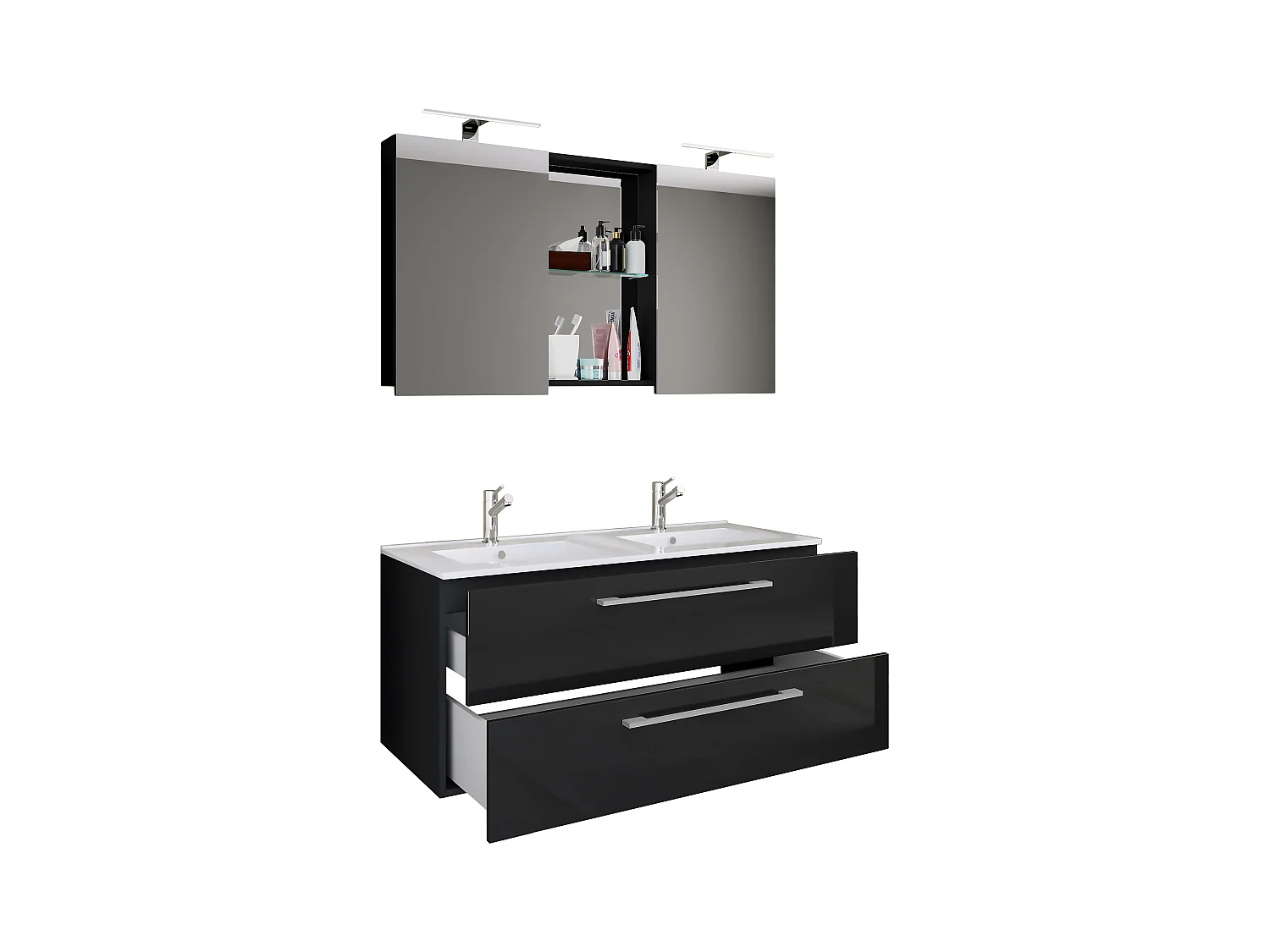 Bathroom furniture washbasin Budasi Black H. 127 x W. 112 x D. 46 cm