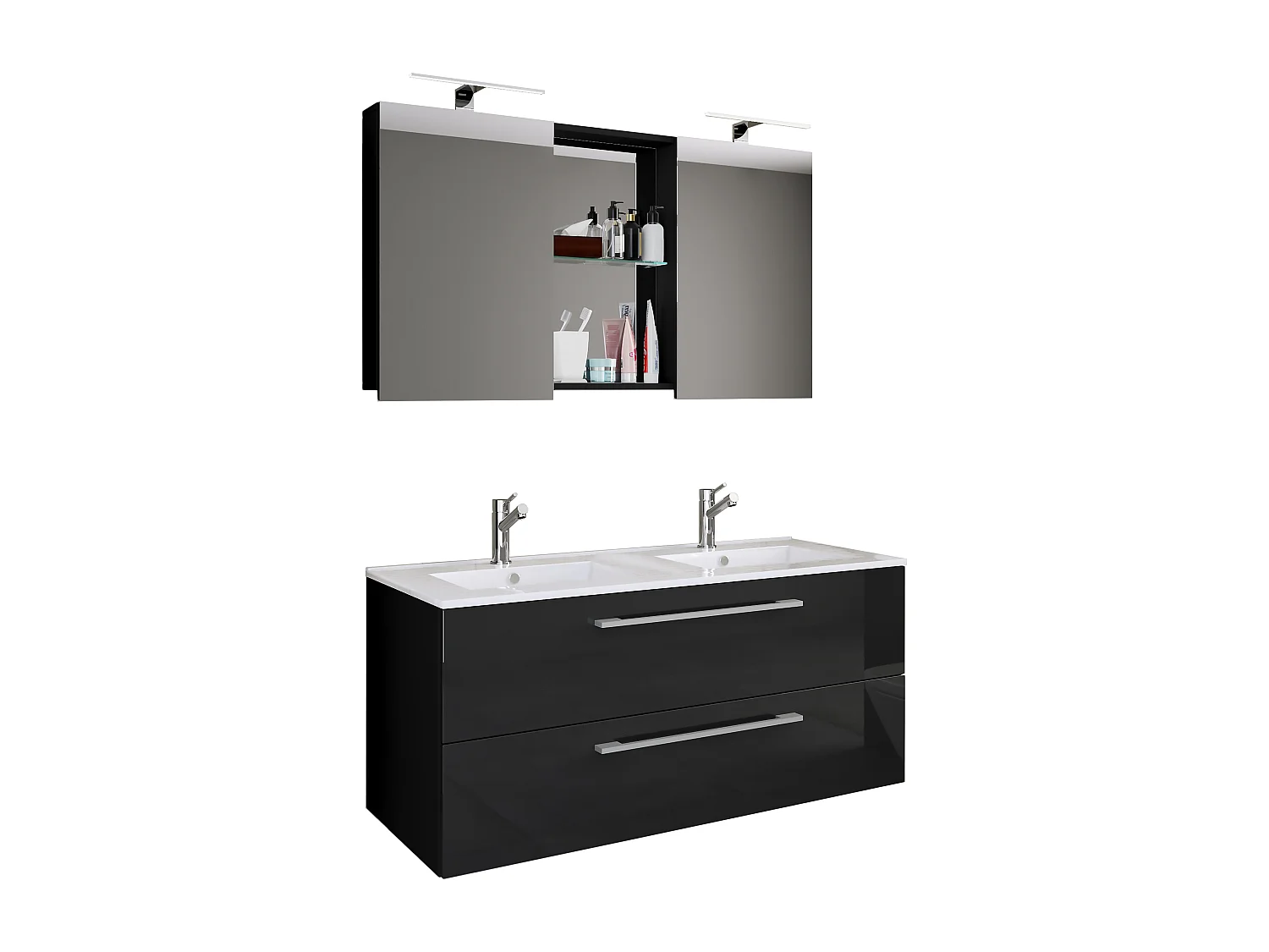 Bathroom furniture washbasin Budasi Black H. 127 x W. 112 x D. 46 cm