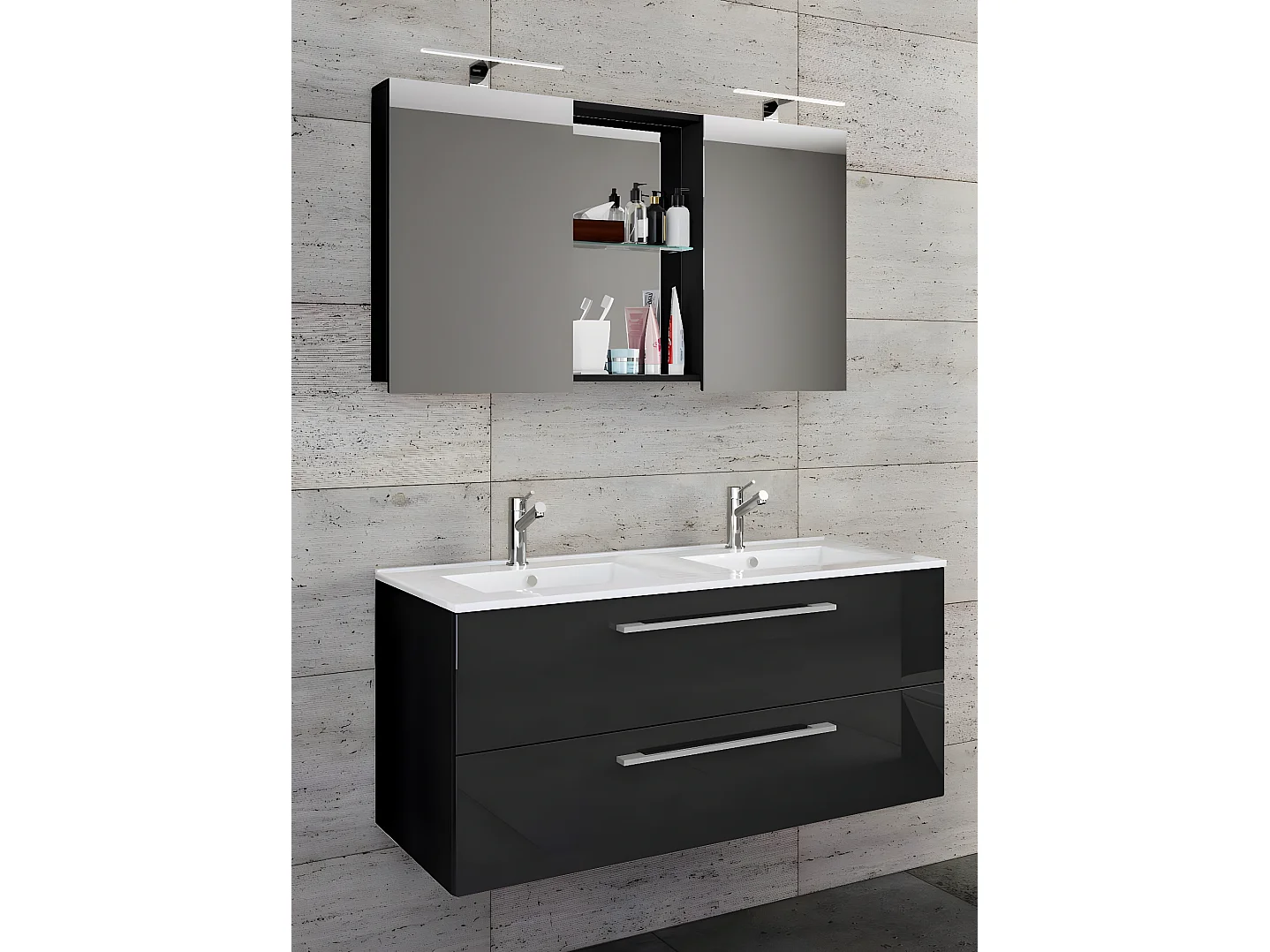 Bathroom furniture washbasin Budasi Black H. 127 x W. 112 x D. 46 cm