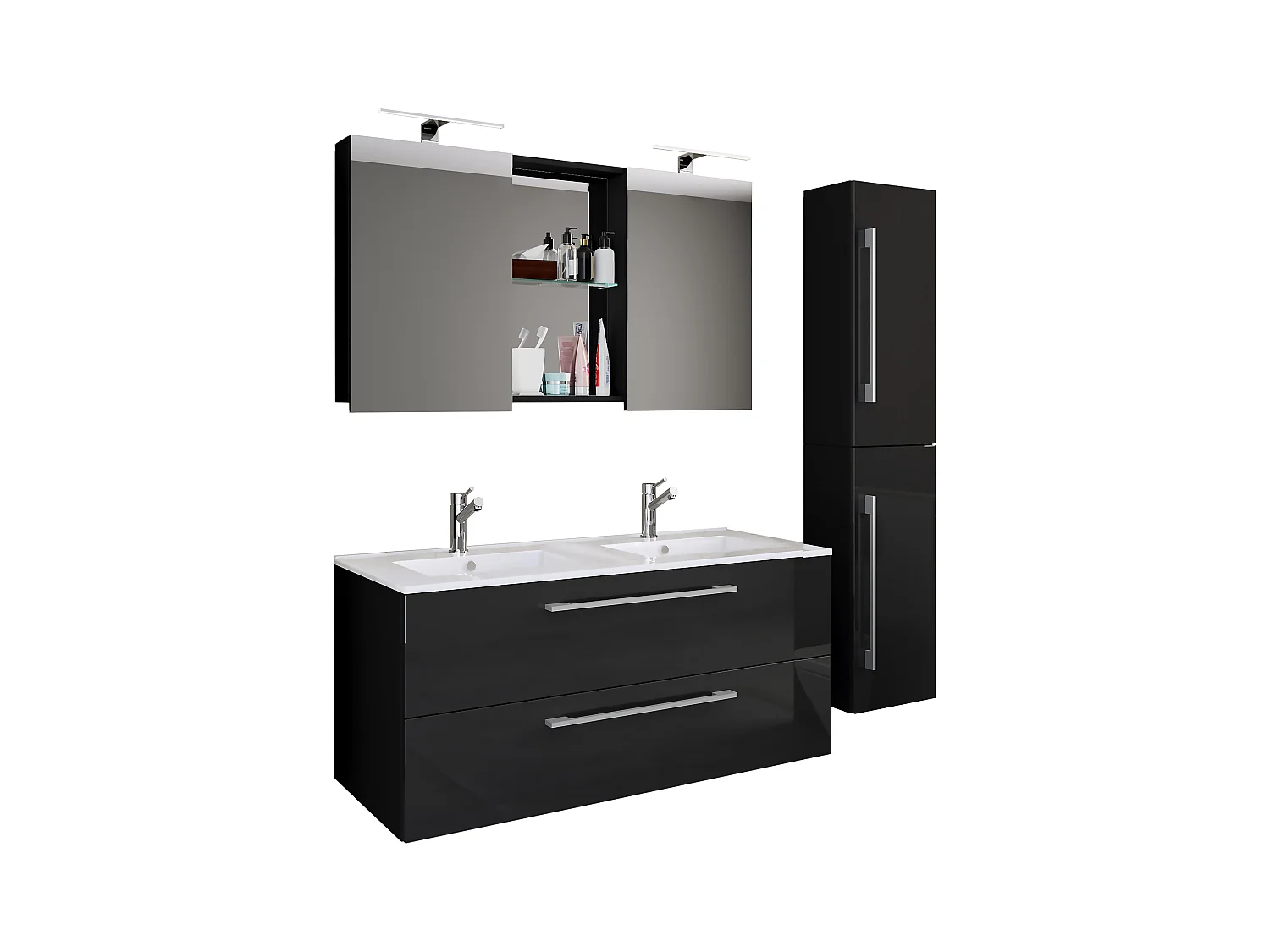Bathroom furniture washbasin Budasi Black H. 150 x W. 145 x D. 46 cm