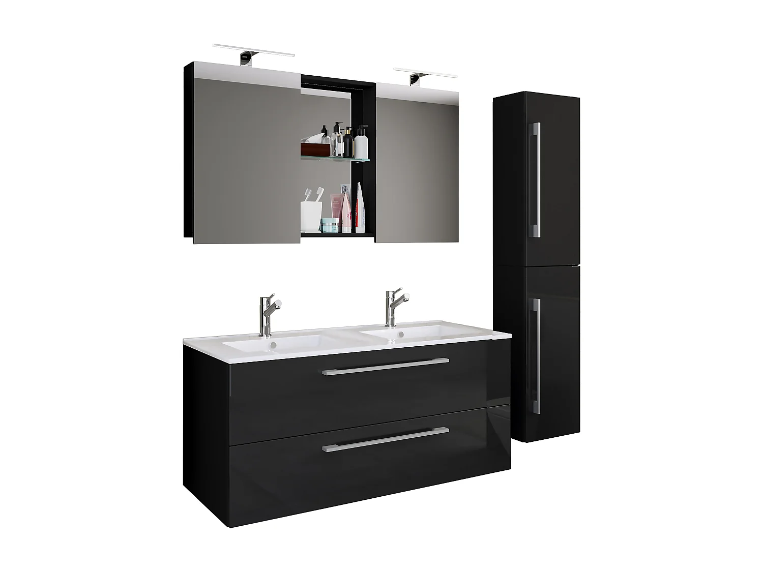 Bathroom furniture washbasin Budasi Black H. 150 x W. 145 x D. 46 cm
