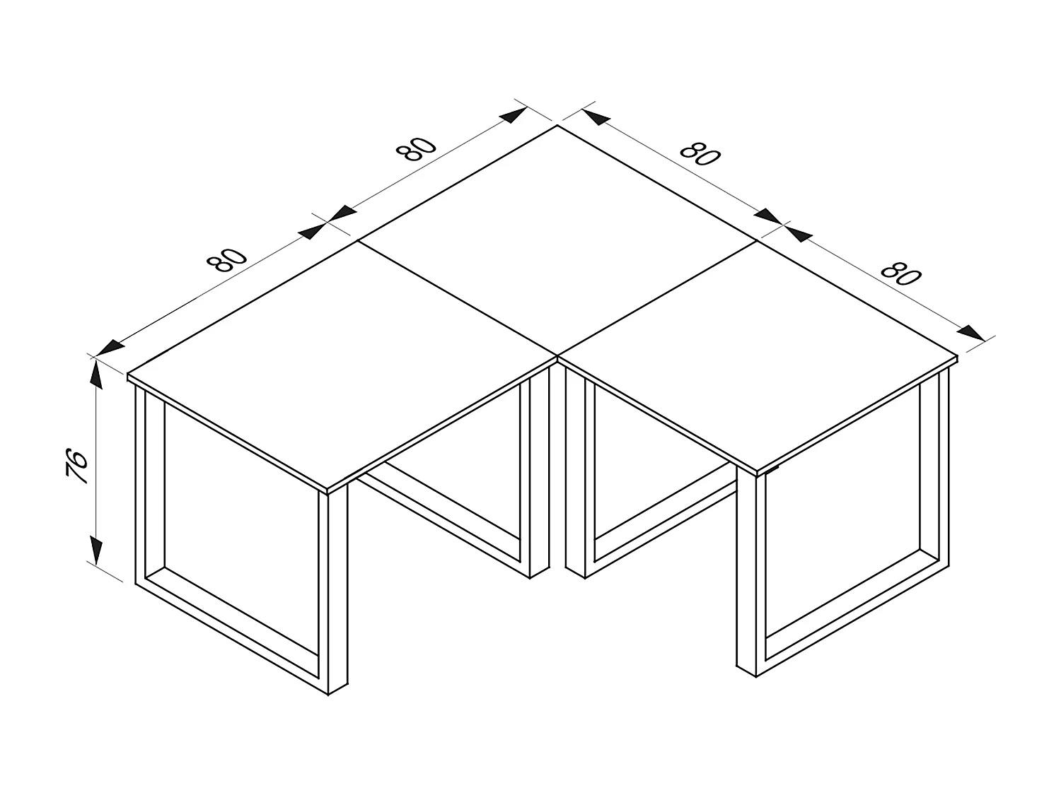 Desk Lona White / Sonoma oak H. 76 x W. 160 x D. 160 cm