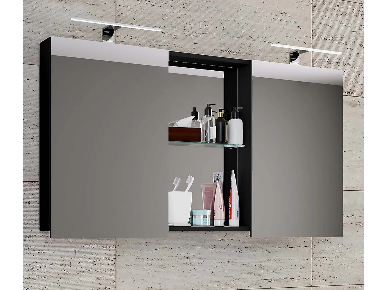 Bathroom furniture Mirror cabinet Budasi Black 0