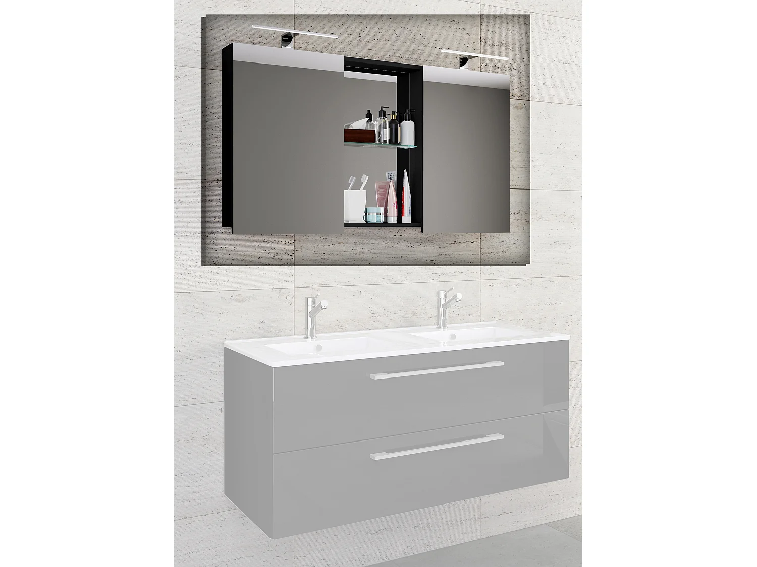 Bathroom furniture Mirror cabinet Budasi Black 0