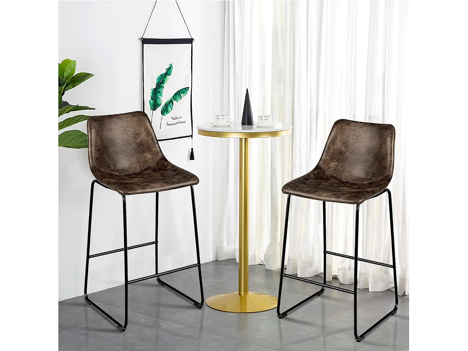 Barhocker mit Rücklehne(2er Set)