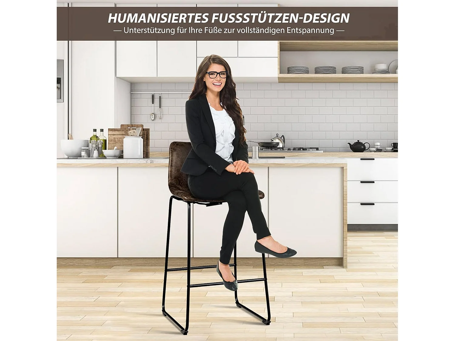 Barhocker mit Rücklehne(2er Set)