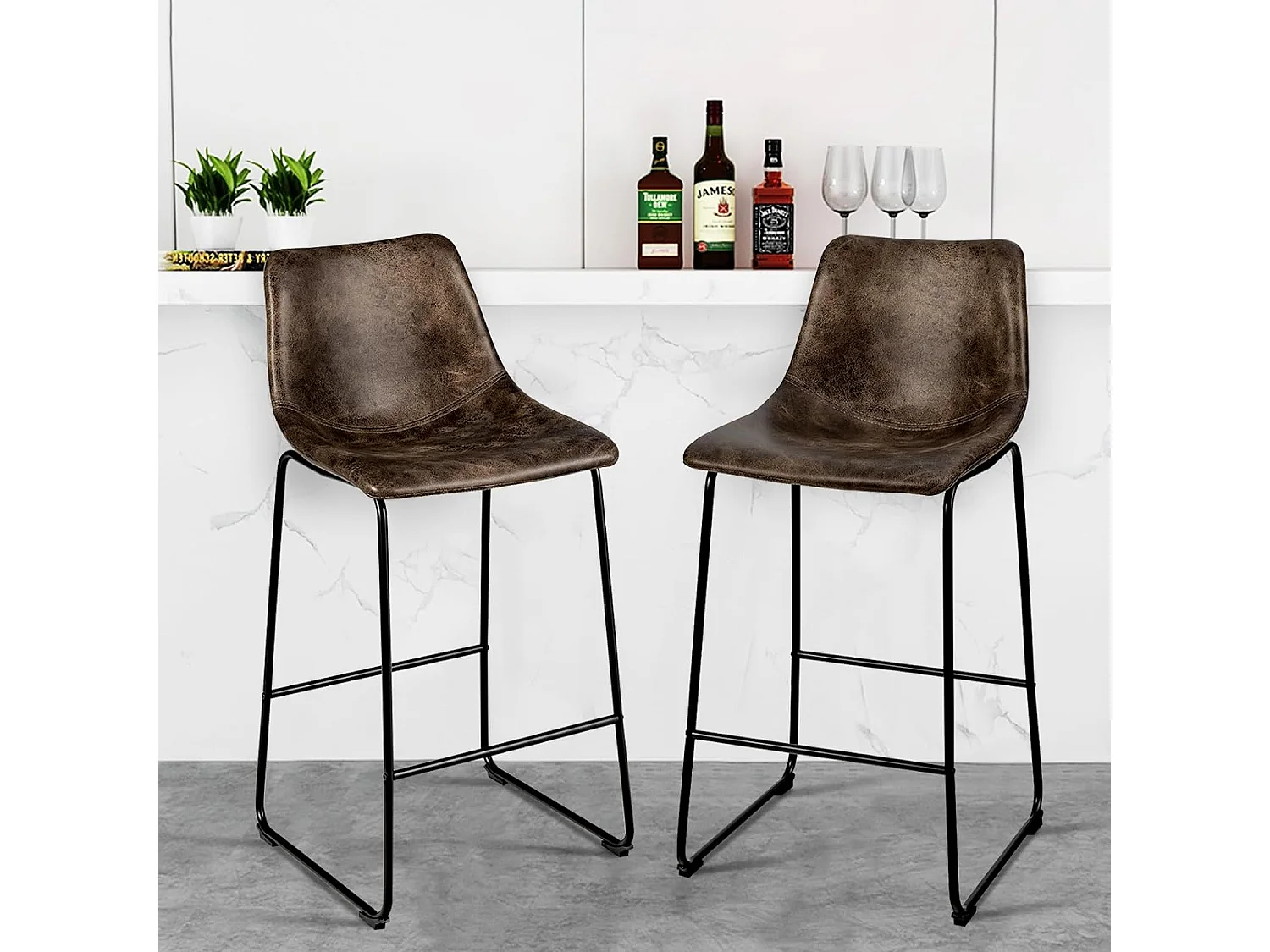 Barhocker mit Rücklehne(2er Set)