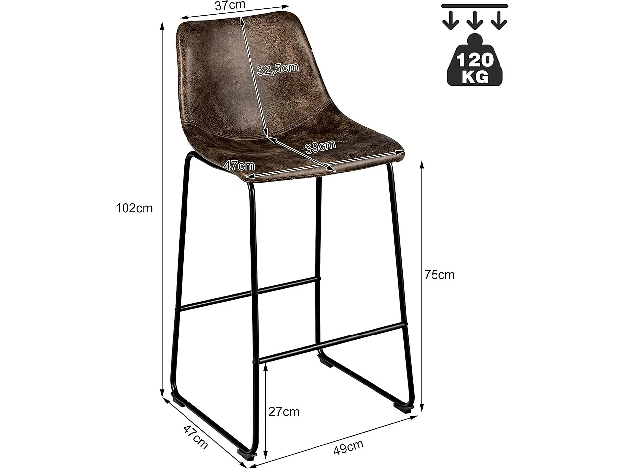 Barhocker mit Rücklehne(2er Set)