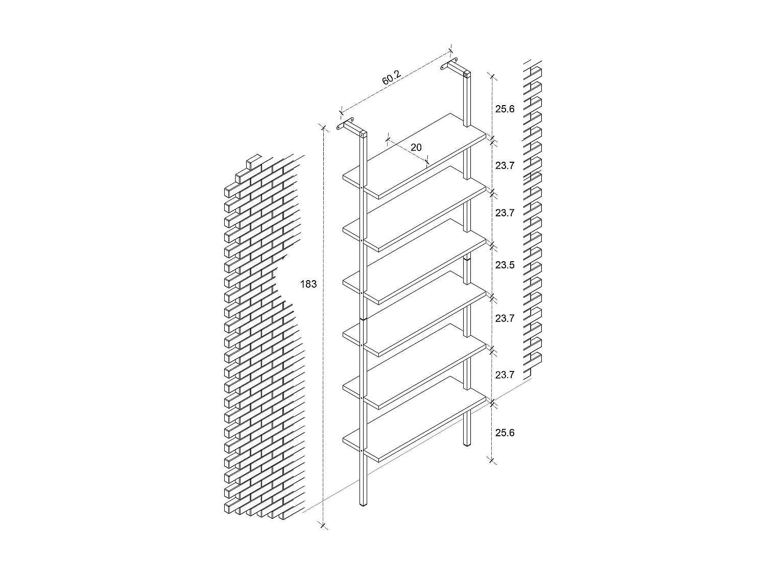 Wall Rack Insasi Honey oak H. 183 x W. 60 x D. 20 cm