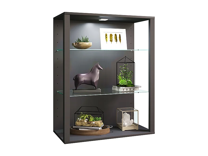 Wall display cabinet Glasol Anthracite H. 90 x W. 70 x D. 35 cm
