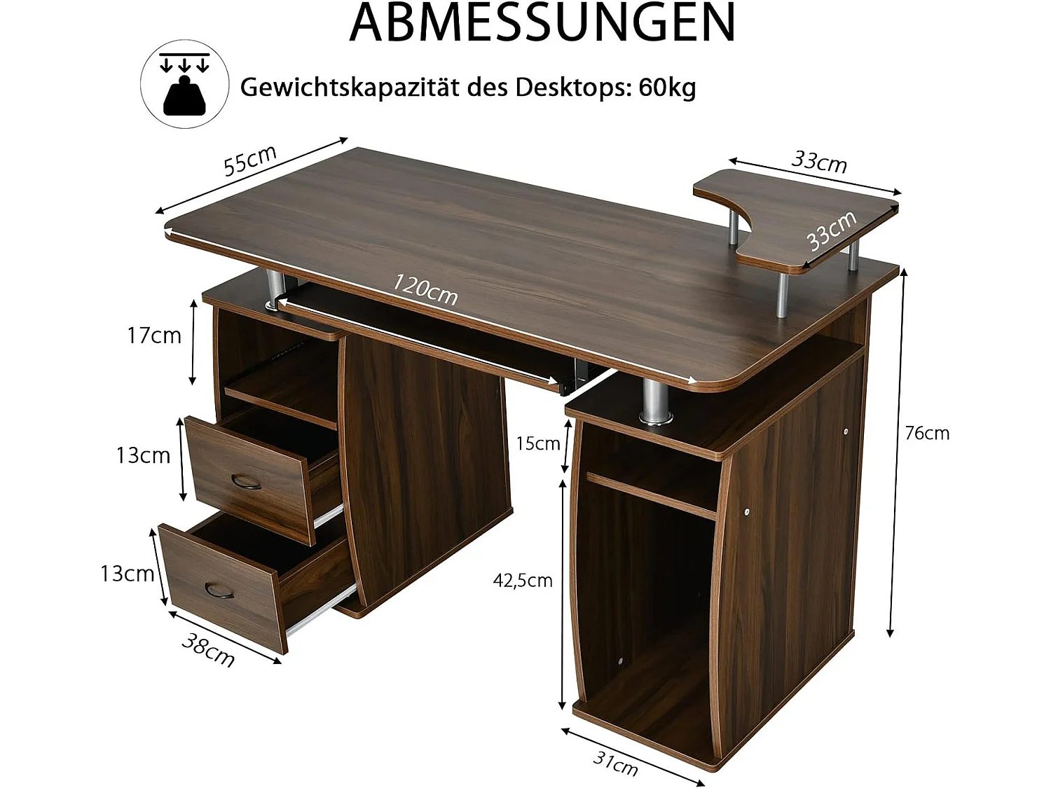 Computertisch Schreibtisch TI61733