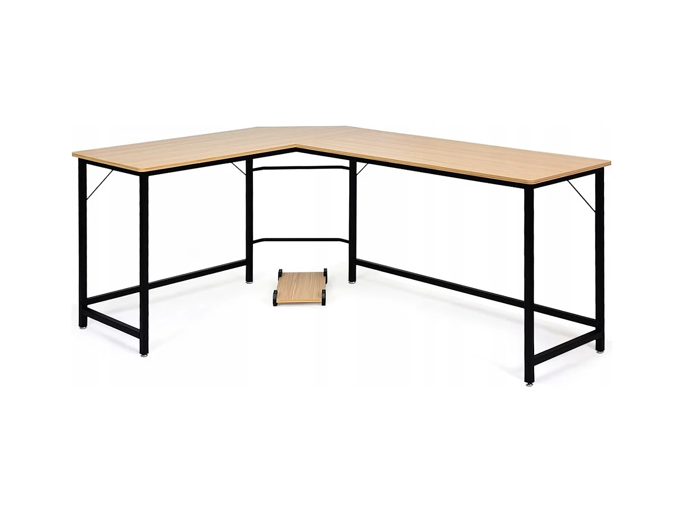 L-Form Computertisch PC Eckschreibtisch Winkelschreibtisch Schwarz/Natur 168 x 125 x 74 cm-Natur