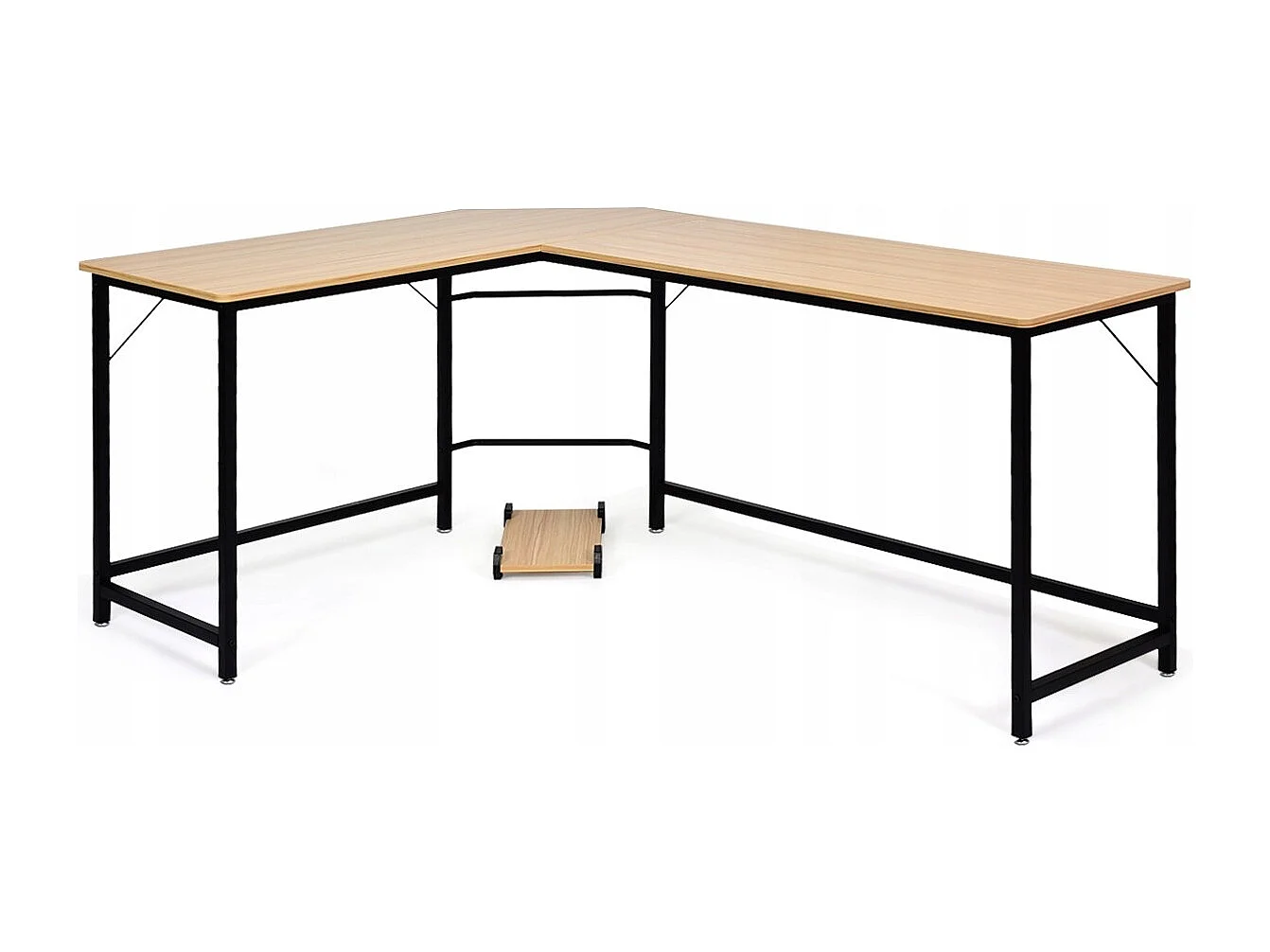 L-Form Computertisch PC Eckschreibtisch Winkelschreibtisch Schwarz/Natur 168 x 125 x 74 cm-Natur