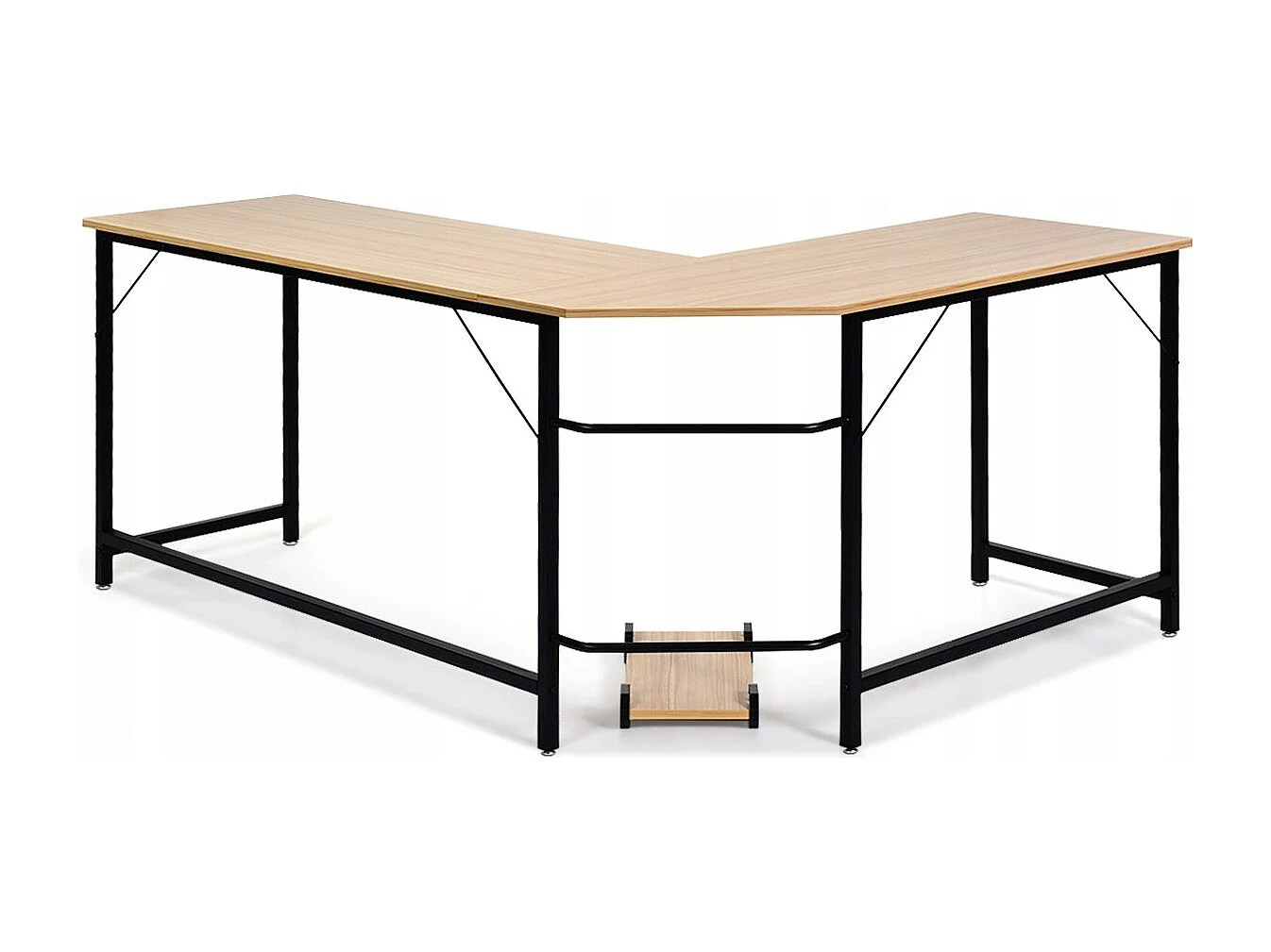 L-Form Computertisch PC Eckschreibtisch Winkelschreibtisch Schwarz/Natur 168 x 125 x 74 cm-Natur