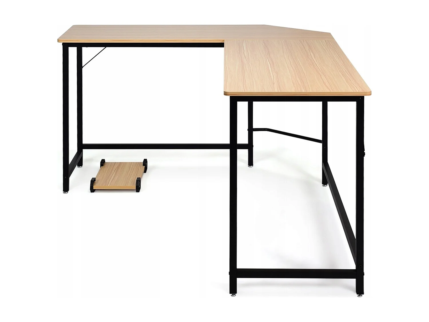 L-Form Computertisch PC Eckschreibtisch Winkelschreibtisch Schwarz/Natur 168 x 125 x 74 cm-Natur