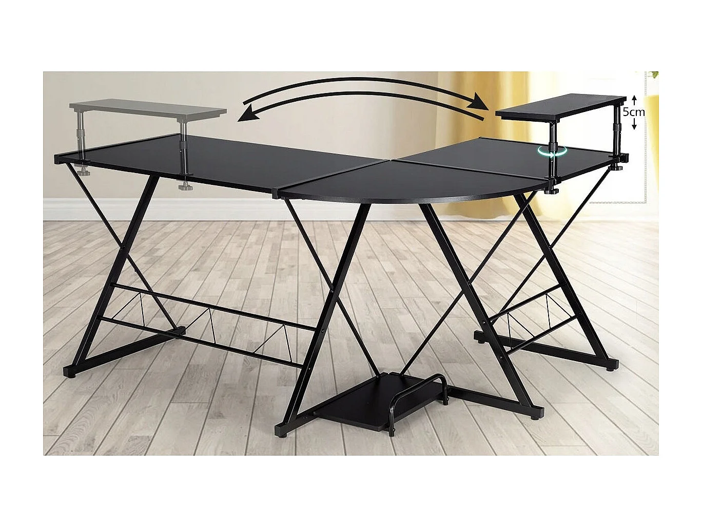 L-Form Computertisch Schreibtisch Bürotisch Ecktisch Winkelschreibtisch Schwarz