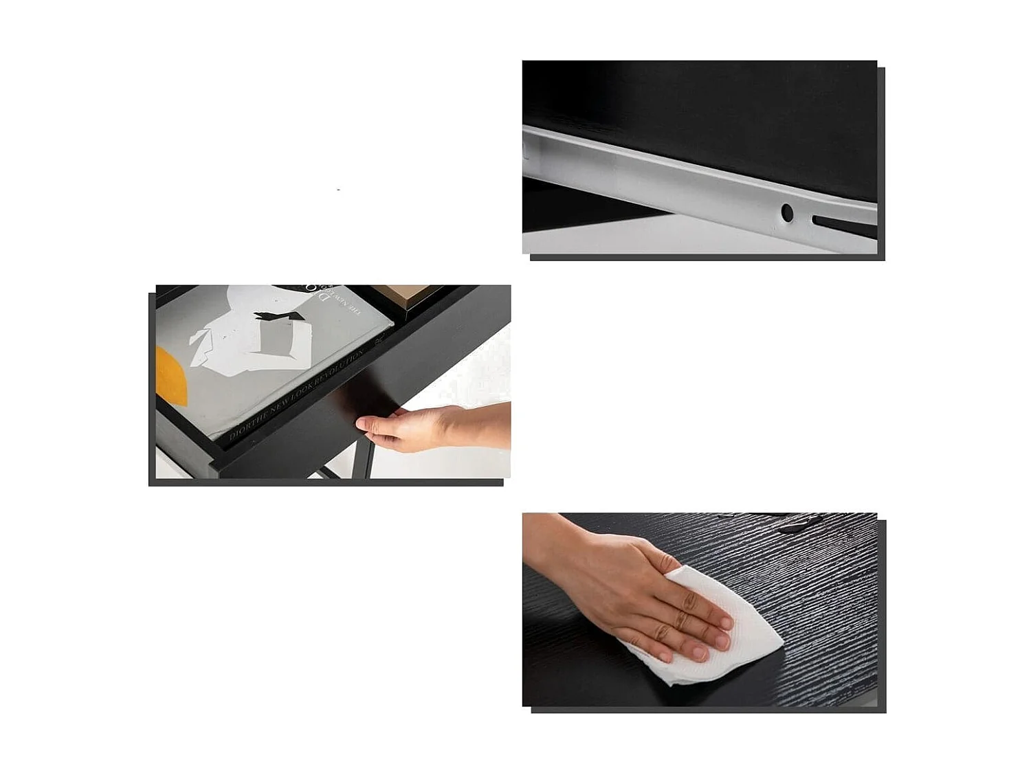 Schreibtisch Computertisch Bürotisch PC Tisch Arbeitstisch mit 2 Schubladen Schwarz