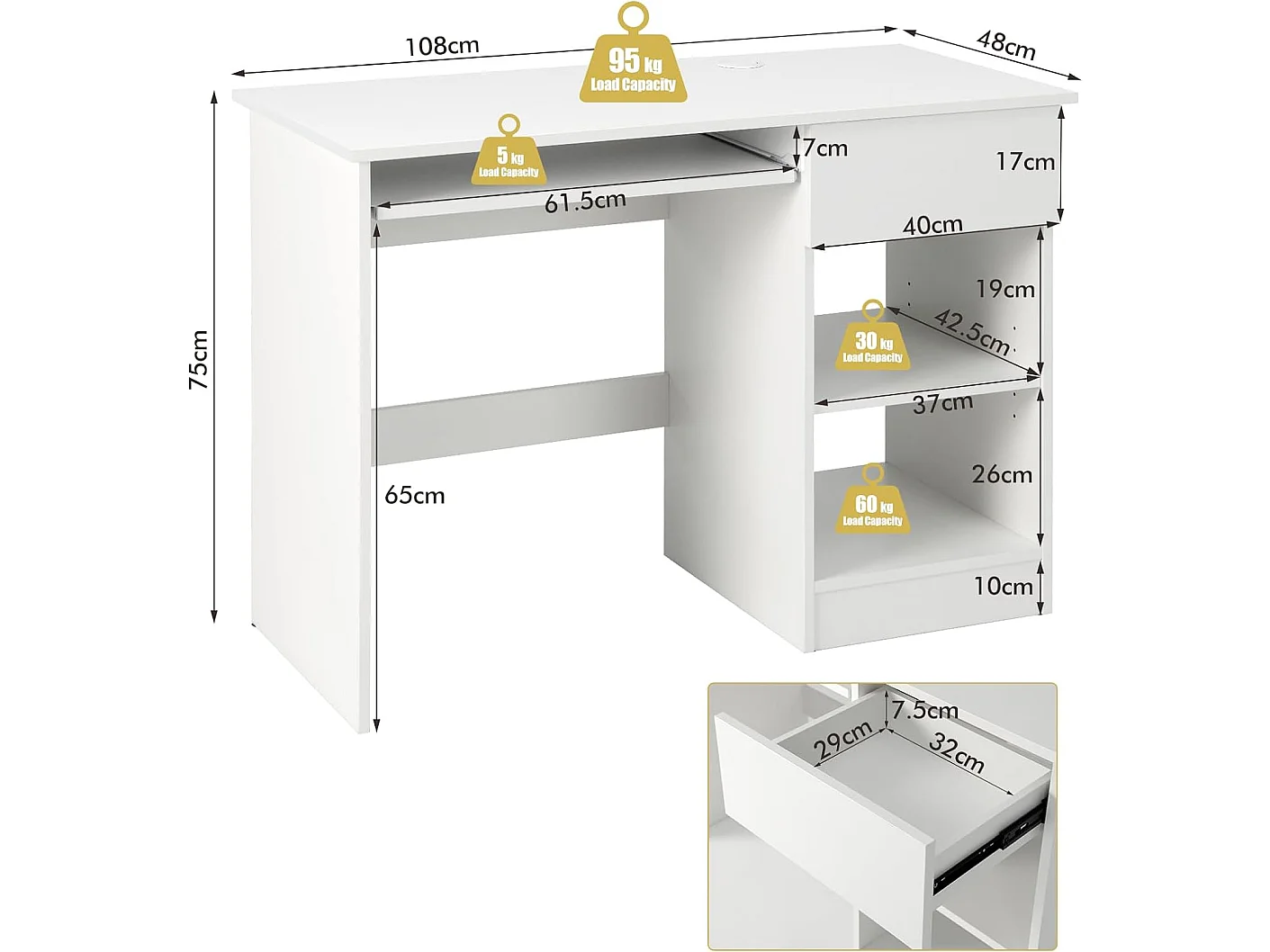 Schreibtisch mit Tastaturablage